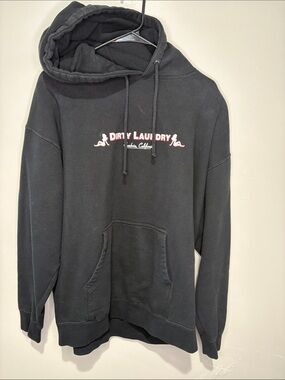 Dirty Laundry Black Crewneck Hoodie with Pink Logo - XL